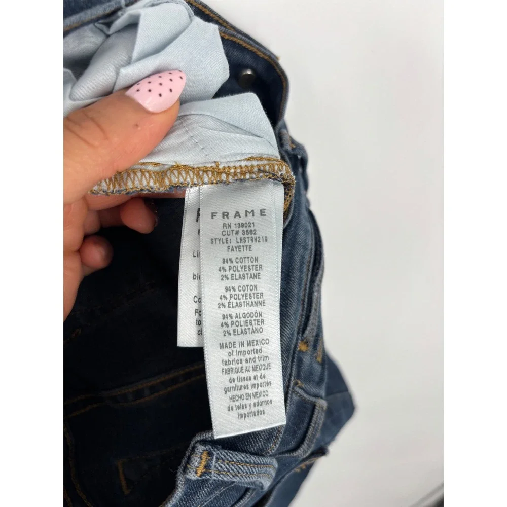 FRAME Jeans Womens 26 Blue Le High Straight Raw Hem Stretch‎ Denim Pants